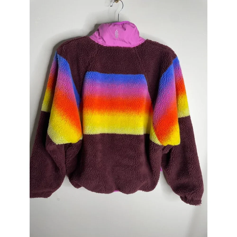 New Free People Hit the Slopes Printed Jacket Fleece Espresso Combo XS X Small - Picture 7 of 9